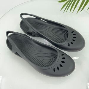Crocs Kadee Women's Size 7 Black Rubber Ballet Flats Slip On Comfort Shoes